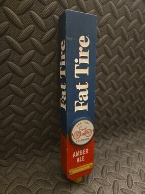 New Belgium Fat Tire Amber Ale Beer Tap Handle Wooden Bar Keg Pull Draft